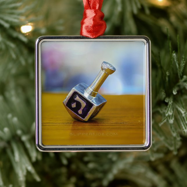 SlipperyJoe's Hanukkah traditional toy gifts close Metal Ornament (Tree)