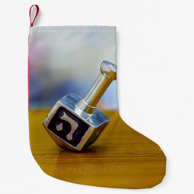 SlipperyJoe's Hanukkah traditional toy gifts close Small Christmas Stocking (Front)