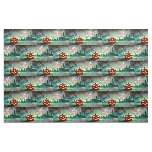 SlipperyJoe's Happy Halloween cemetery graveyard c Fabric