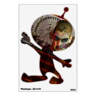 SlipperyJoe's Happy Halloween creepy doll face bal Wall Decal
