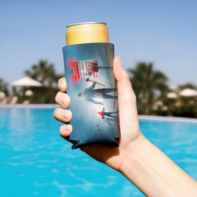 SlipperyJoe's Happy Halloween dead zombies scary b Seltzer Can Cooler (In Situ Pool)