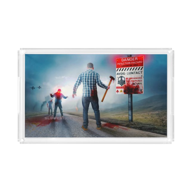 SlipperyJoe's happy Halloween glowing eyes zombies Acrylic Tray (Front)