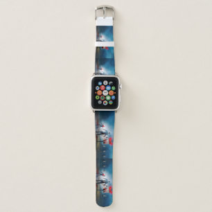 SlipperyJoe's happy Halloween glowing eyes zombies Apple Watch Band