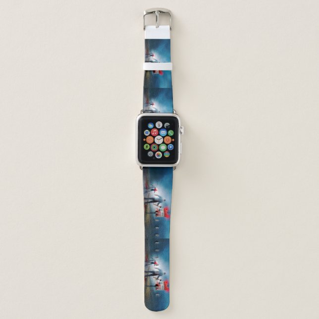 SlipperyJoe's happy Halloween glowing eyes zombies Apple Watch Band (Front)