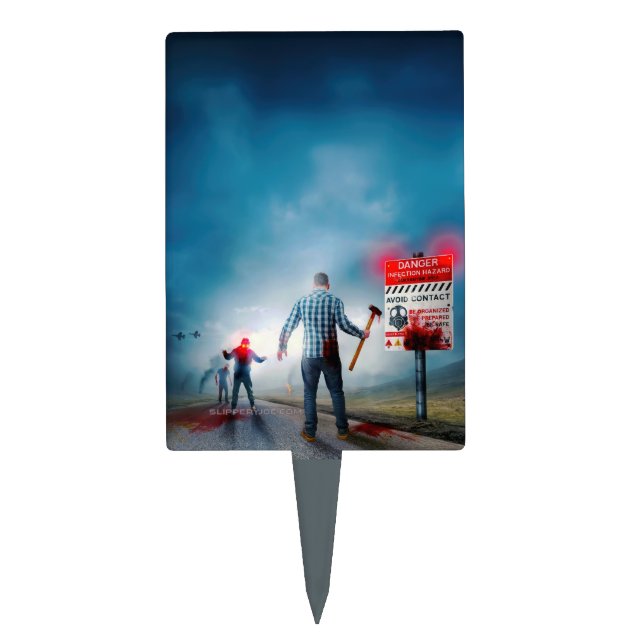 SlipperyJoe's happy Halloween glowing eyes zombies Cake Topper (Front)