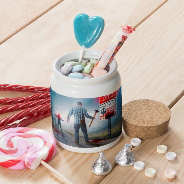 SlipperyJoe's happy Halloween glowing eyes zombies Candy Jar (In Situ)