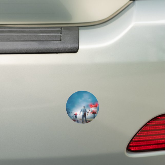 SlipperyJoe's happy Halloween glowing eyes zombies Car Magnet (In Situ)