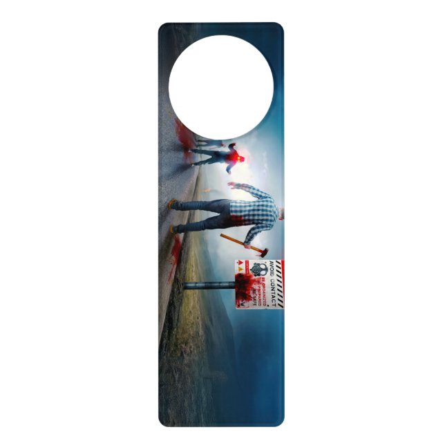 SlipperyJoe's happy Halloween glowing eyes zombies Door Hanger (Front)