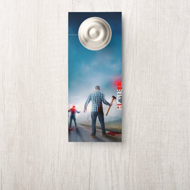 SlipperyJoe's happy Halloween glowing eyes zombies Door Hanger (On Knob)