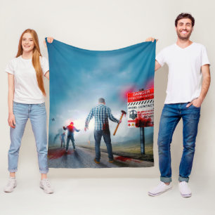 SlipperyJoe's happy Halloween glowing eyes zombies Fleece Blanket