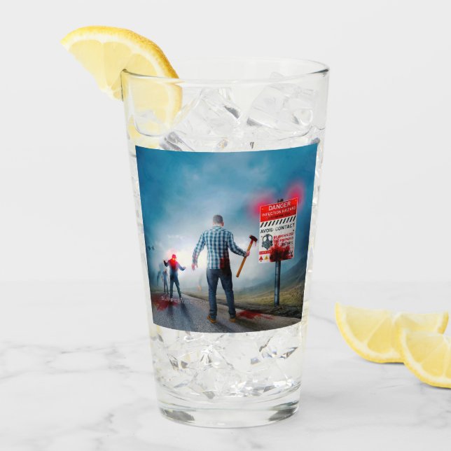 SlipperyJoe's happy Halloween glowing eyes zombies Glass (Front Ice)