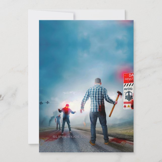 SlipperyJoe's happy Halloween glowing eyes zombies Holiday Card (Front)