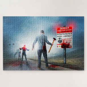 SlipperyJoe's happy Halloween glowing eyes zombies Jigsaw Puzzle