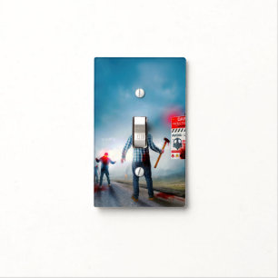 SlipperyJoe's happy Halloween glowing eyes zombies Light Switch Cover