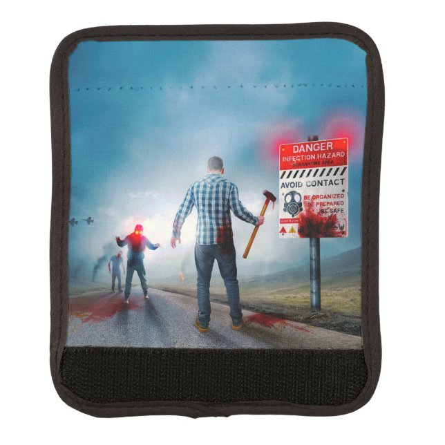 SlipperyJoe's happy Halloween glowing eyes zombies Luggage Handle Wrap (Front)