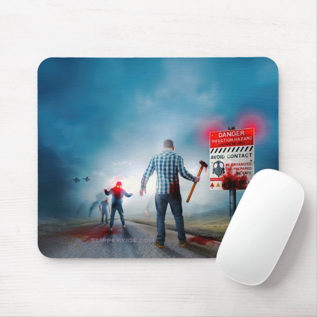 SlipperyJoe's happy Halloween glowing eyes zombies Mouse Pad (With Mouse)