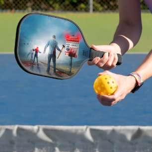 SlipperyJoe's happy Halloween glowing eyes zombies Pickleball Paddle
