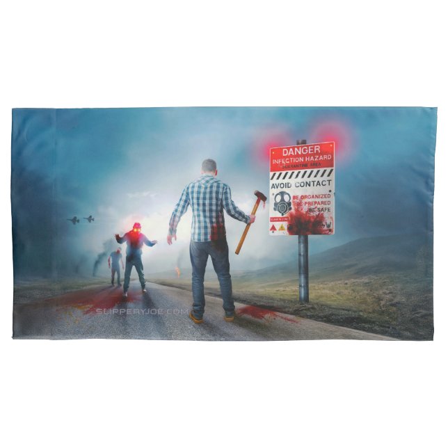 SlipperyJoe's happy Halloween glowing eyes zombies Pillow Case (Front)
