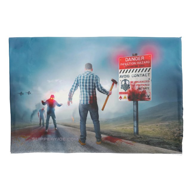 SlipperyJoe's happy Halloween glowing eyes zombies Pillow Case (Front)