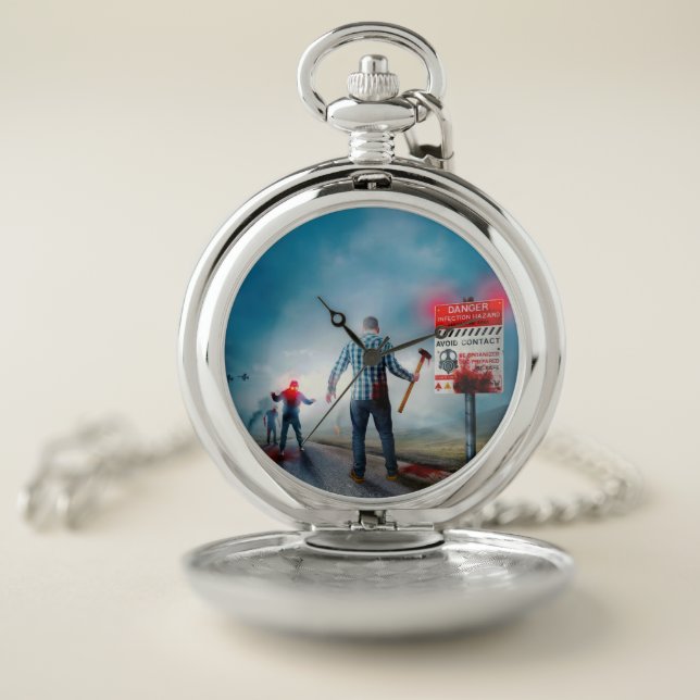 SlipperyJoe's happy Halloween glowing eyes zombies Pocket Watch (Inside)