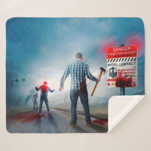 SlipperyJoe's happy Halloween glowing eyes zombies Sherpa Blanket