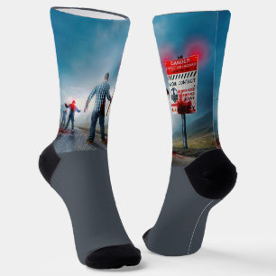SlipperyJoe's happy Halloween glowing eyes zombies Socks