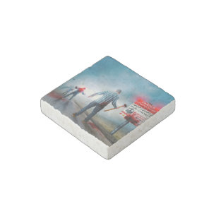 SlipperyJoe's happy Halloween glowing eyes zombies Stone Magnet