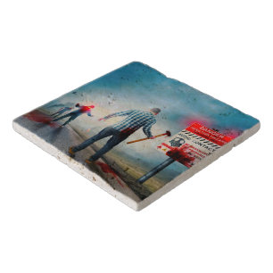 SlipperyJoe's happy Halloween glowing eyes zombies Trivet