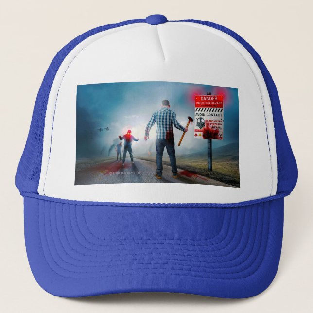 SlipperyJoe's happy Halloween glowing eyes zombies Trucker Hat (Front)