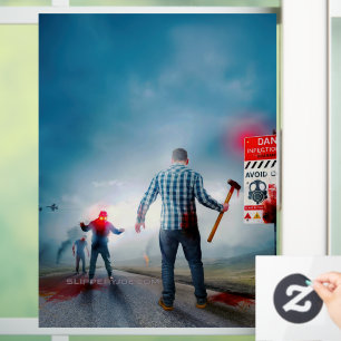 SlipperyJoe's happy Halloween glowing eyes zombies Window Cling