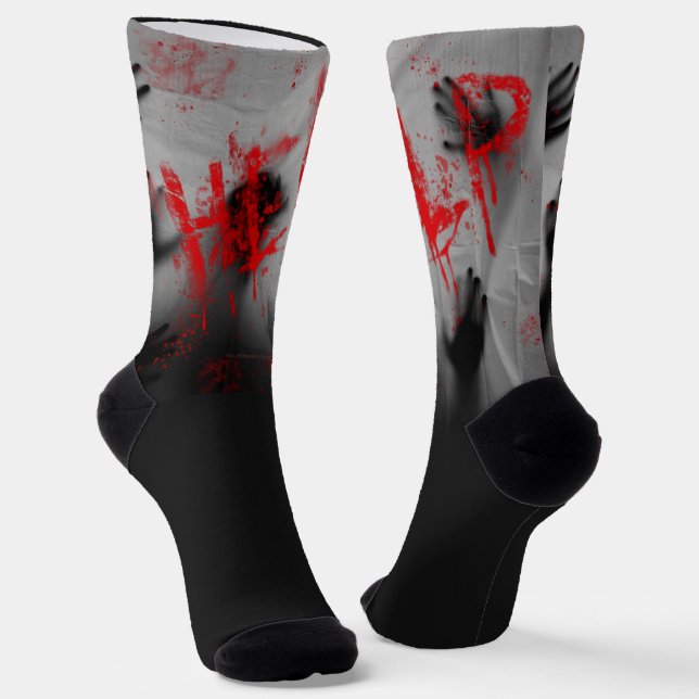 SlipperyJoe's Happy Halloween LGBTQIA sheet shadow Socks (Angled)