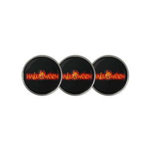 SlipperyJoe's Happy Halloween pumpkin glowing eyes Golf Ball Marker