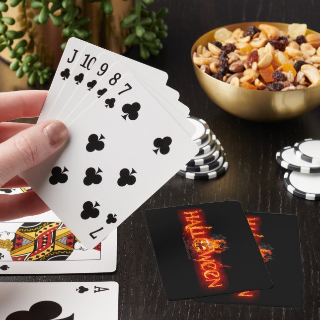 SlipperyJoe's Happy Halloween pumpkin glowing eyes Poker Cards (In Situ)