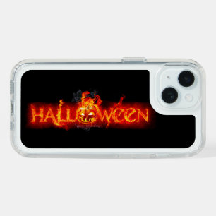 SlipperyJoe's Happy Halloween pumpkin glowing eyes iPhone 15 Case