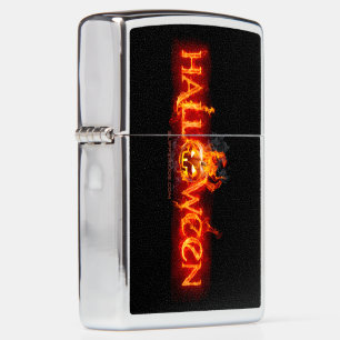 SlipperyJoe's Happy Halloween pumpkin glowing eyes Zippo Lighter