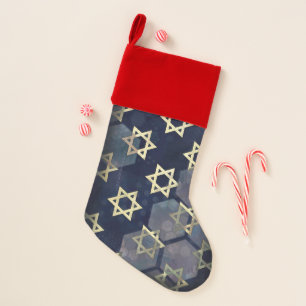 SlipperyJoe's Happy Hanukkah multiple Star of Davi Christmas Stocking