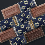 SlipperyJoe's Happy Hanukkah multiple Star of Davi Hershey's Miniatures<br><div class="desc">SlipperyJoe's Happy Hanukkah multiple Star of David symbols artistic Celebration Jewish Hebrew Chanukah gifts decorations Judaism religion significant symbol relevant cultural religious contexts various hexagonal shapes dark blue purple hues dark abstract background layered textured appearance</div>