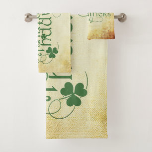 SlipperyJoe's Happy St. Patrick's Day holiday Iris Bath Towel Set