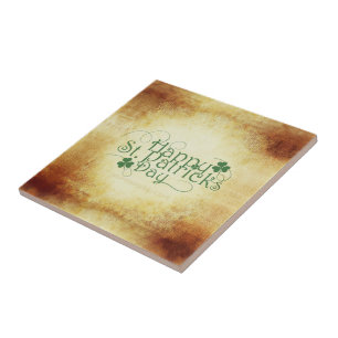 SlipperyJoe's Happy St. Patrick's Day holiday Iris Ceramic Tile