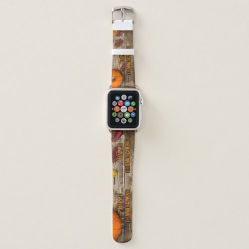 SlipperyJoes Happy Thanksgiving pumpkin dried lea Apple Watch Band