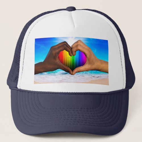 SlipperyJoes Hearted hands interracial male hands Trucker Hat