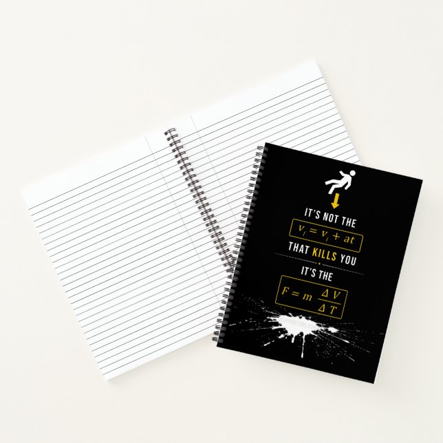 SlipperyJoe's high-contrast physics gag bold arrow Notebook (Inside)