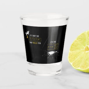 SlipperyJoe's high-contrast physics gag bold arrow Shot Glass