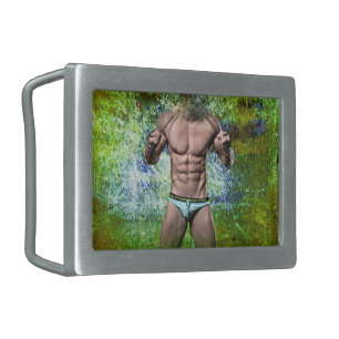 SlipperyJoe's highly muscular adult man shirtless Belt Buckle
