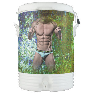 SlipperyJoe's highly muscular adult man shirtless  Beverage Cooler