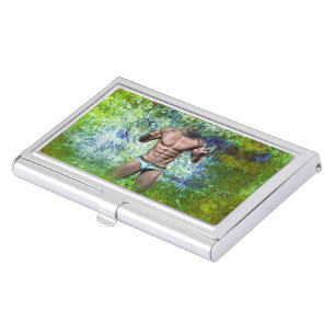 SlipperyJoe's highly muscular adult man shirtless Business Card Case