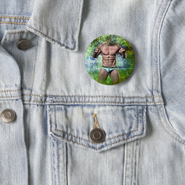 SlipperyJoe's highly muscular adult man shirtless  Button (In Situ)
