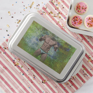 SlipperyJoe's highly muscular adult man shirtless  Cake Pan