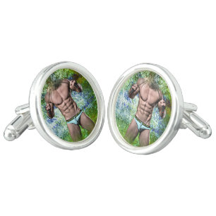 SlipperyJoe's highly muscular adult man shirtless Cufflinks