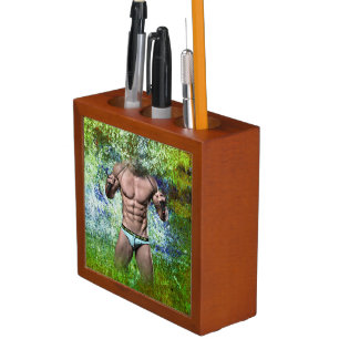 SlipperyJoe's highly muscular adult man shirtless  Desk Organizer